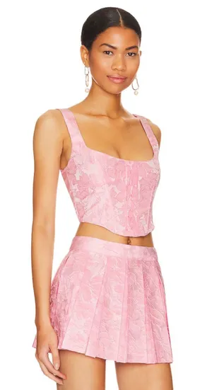 For Love & Lemons NWT Mira Crop Top in Pink thumbnail 11