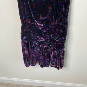 Ramy Brook silk velvet velour floral‎ Dolores halter mini dress size 14 party thumbnail 3