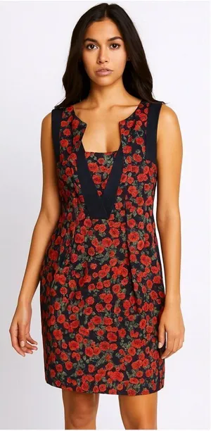 Anthropologie NWT Small Vintage Red Floral Poppy Dress Chic Coquette Dainty thumbnail 1