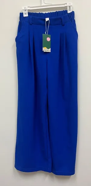 NWT Halara knit Electric Blue Wide Leg Trousers size Small thumbnail 1