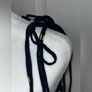 Zara smocked top with polka-dots and shoulder ties Navy and Yellow Size Large thumbnail 8