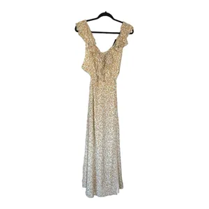 Lulus Happiest Moments Ivory Floral Lace-Up Maxi Dress Size Small New‎ thumbnail 3