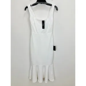 Lulus Moment Maker White Square Neck Trumpet Midi Dress Cocktail XS NWT thumbnail 6
