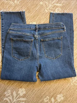 Old Navy Women's Dark Blue boyfriend mid Rise Jeans thumbnail 4