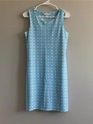 Jude Connally Blue White Geometric Shift‎ Dress Size Small thumbnail 2