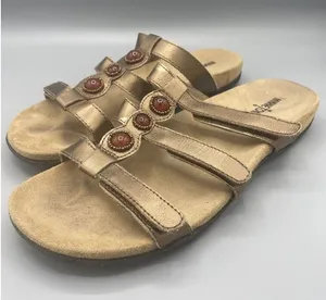Minnetonka Sandals Brown Leather Strap Slip On Slide Womens‎ Size 9 thumbnail 1
