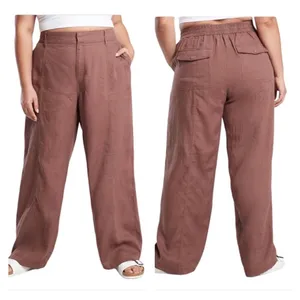 ‎Athleta Cabo Retreat linen cropped wide leg pants 4P thumbnail 2