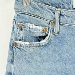 AGOLDE Nico High Rise Straight Leg Jeans Light‎ Wash Distressed Raw Hem Size 25 thumbnail 11