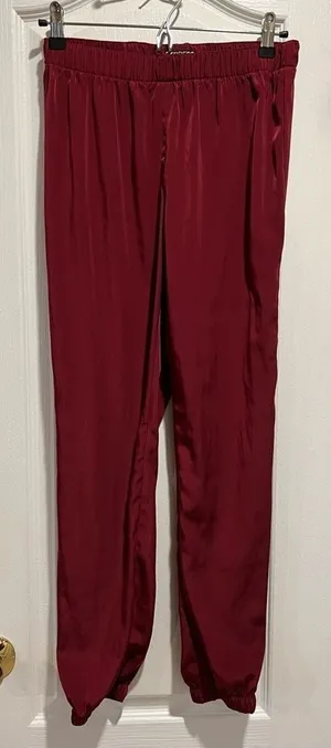 Express maroon polyester pull on silky pants size XS thumbnail 1