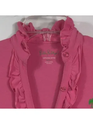 Lilly Pulitzer Pink Ruffle Front Sleeveless Pima Cotton Dress Women’s Small thumbnail 4