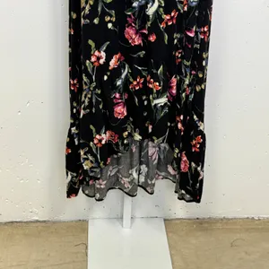 Lovestitch Hi-Low Wrap Maxi Dress High Low Ruffle Floral‎ Black Red Medium thumbnail 7