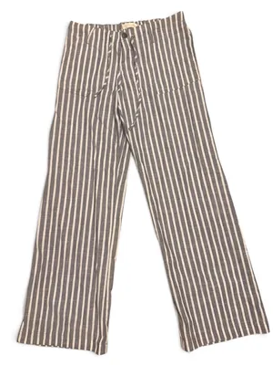 NWT Just Living Gray Cream Striped Wide Leg Pants M thumbnail 1