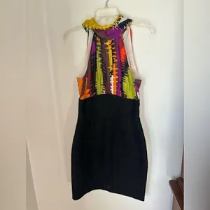 Trina Turk Halter Dress 2 Colorful Tropical Print Bodycon Cocktail Resort thumbnail 5