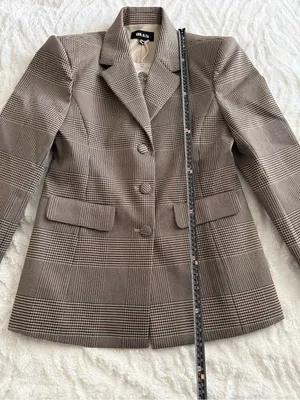 SER.O.YA Brown Plaid Blazer L Tailored Glen Check Quiet Luxury Jacket thumbnail 6