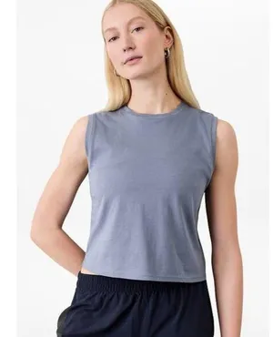 Athleta L True Cotton Crop Tank Shadow Blue Large thumbnail 1
