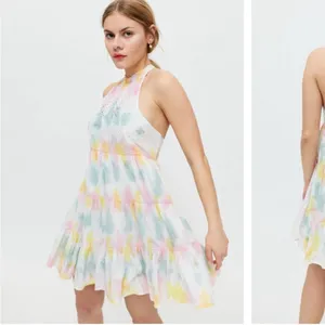 URBAN‎ OUTFITTERS head in the clouds Tie Dye Tiered Halter Mini Dress XS thumbnail 2