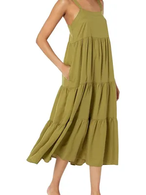 Olive Oil XS Tiered Sundress pockets thumbnail 1