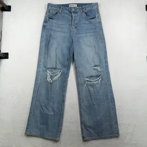 S.O.N.G. 9 29 Jeans Wide Leg Distressed High Rise Button Fly Boho Grunge Punk thumbnail 2