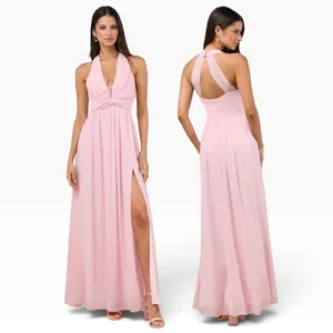 Lulus Marilina Light Pink Pleated Twist-Front Maxi Dress size S NWT thumbnail 2