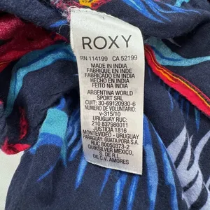 Roxy Tropical Print Boho Tunic Top Mini Dress Styled Embroidered Festival Blouse thumbnail 4