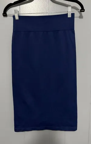 Balance Athletica Navy Vitality Ribbed Fitted Athleisure Travel Midi Skirt M thumbnail 1