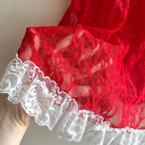 Avid Love Santa Claus Christmas Babydoll, Lace and Feather Lingerie, Medium thumbnail 5