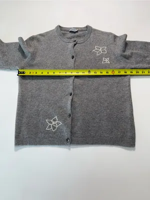J. Crew Gray Lambswool Blend Floral-Appliqué Button Cardigan thumbnail 3