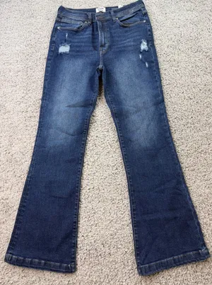Kensie Vintage Luxe Distressed Flare Jeans Dark Wash Size 10/30 High Rise thumbnail 1