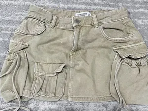 Pull&Bear Khaki Cargo Mini Skirt Size M Y2K Utility thumbnail 1