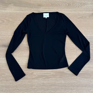 Reformation V Neck Knit Sweater Size XS Black thumbnail 1