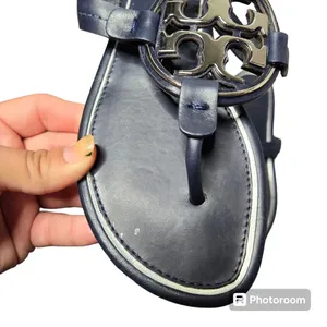 Tory Burch Miller‎ Perfect Navy/ Silver Sandals Size: 6 thumbnail 3
