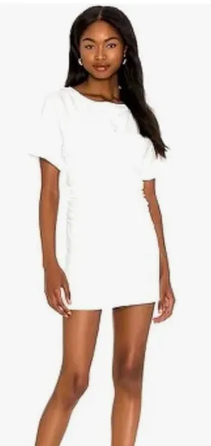 Lovers And Friends Flora Short Sleeve Ruched‎ WINTER White Mini Dress Sz M NWT thumbnail 1