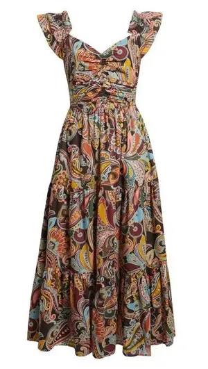 Love the Label Anthropologie Lindsey print ruffle maxi dress paisley S liberty thumbnail 1