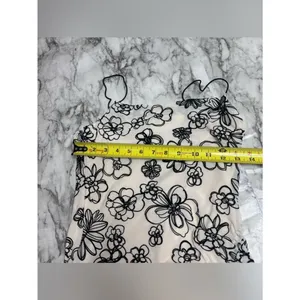 Cider off White Midi Dress Black Floral Print side slit bodycon size small NWT thumbnail 6