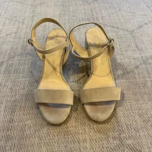 Cole Haan Cream Leather Ankle Strap Block Heel Sandals Size 7 thumbnail 2