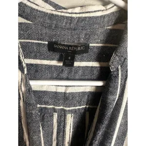 Banana Republic Womens Navy‎ White Striped Linen Rayon Midi Shirt Dress Size 4 thumbnail 4