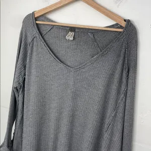 Free People We The Free Laguna Thermal Tunic Top Gray Size Medium oversized thumbnail 4