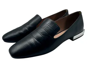 Linea Paolo Missy Black Leather Slip On Square Toe Loafers Women’s Size 7 thumbnail 1