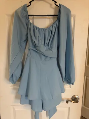 Amazon Blue ruffled dress thumbnail 2