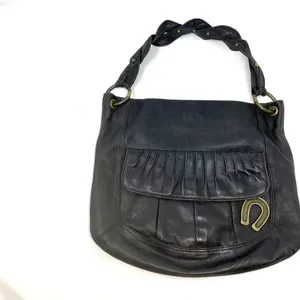 Betsy Johnson Vintage‎ Black Vegan Leather Western Horseshoe Shoulder Bag thumbnail 2