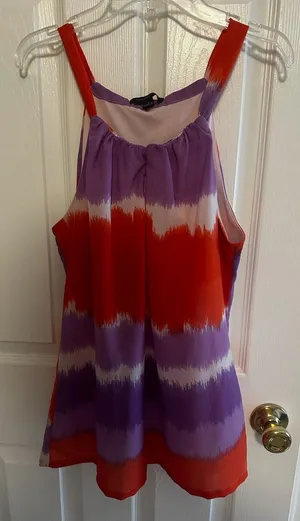 Banana Republic Red & Purple Tie-Dye Sleeveless Tank thumbnail 1