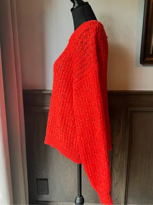 a new day bright orange open knit Crewneck Sweater xxl nwt thumbnail 3