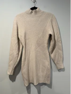H&M Sweater Dress Small Beige Minimalist Capsule Stretch Wool Coastal Cottage thumbnail 1