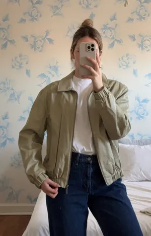 Oak + Fort Faux Leather Jacket Green thumbnail 1