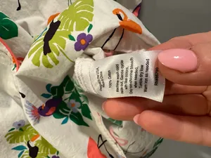 The Company Store Printed Cotton Poplin Button-Up Polo Flamingo Bird Print Pajama Top thumbnail 5