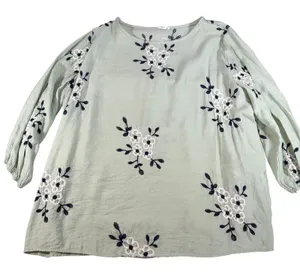 Kindred Anthropologie womens green tunic length floral top . Sz 2X. boho peasant thumbnail 1