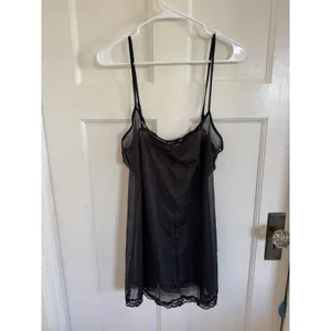 Victoria's‎ Secret black sheer lace trim lingerie chemise size large thumbnail 2