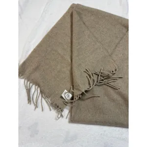 Cristina Chiti 100% Cashmere Scarf Made in Italy Taupe Beige 10x72 Fringe thumbnail 6