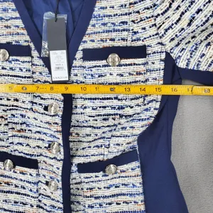 White House Black Market Tweed Jacket Womens 4 Navy Ecru Vnk Button Blazer NEW thumbnail 5