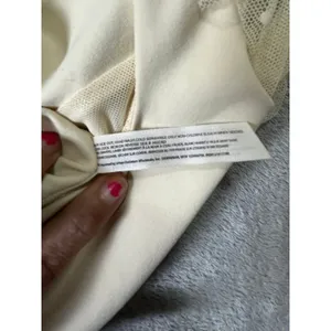 Free People Must Be Love Bodysuit Cream Ruched Mesh Sleeve‎ Romantic Medium New thumbnail 9